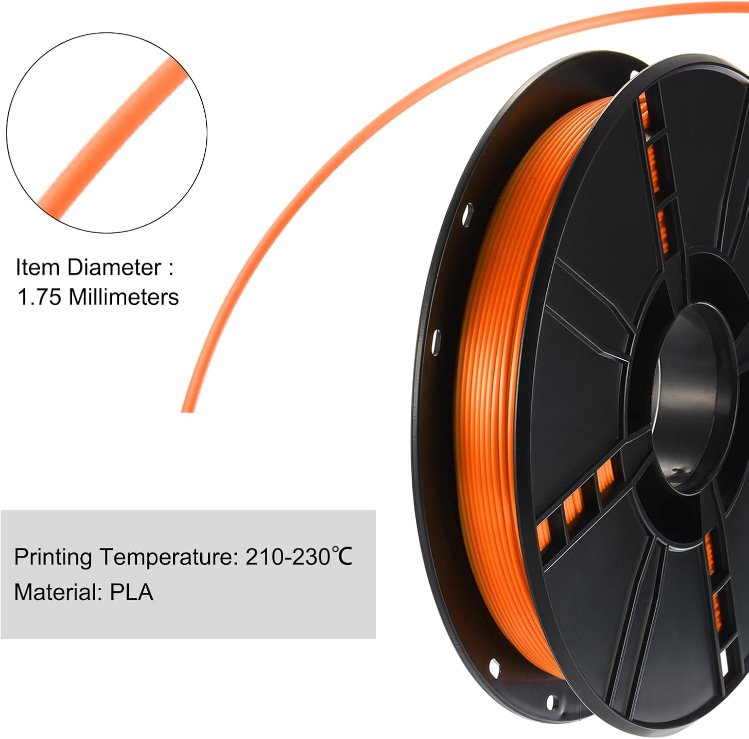 uxcell PLA 3D Printer Filament, 1.75 Millimeters, 500g Spool (1. 1 Lbs) Orange 3D Printing Filament for 3D Drawing Pen Refill, 3D Printers