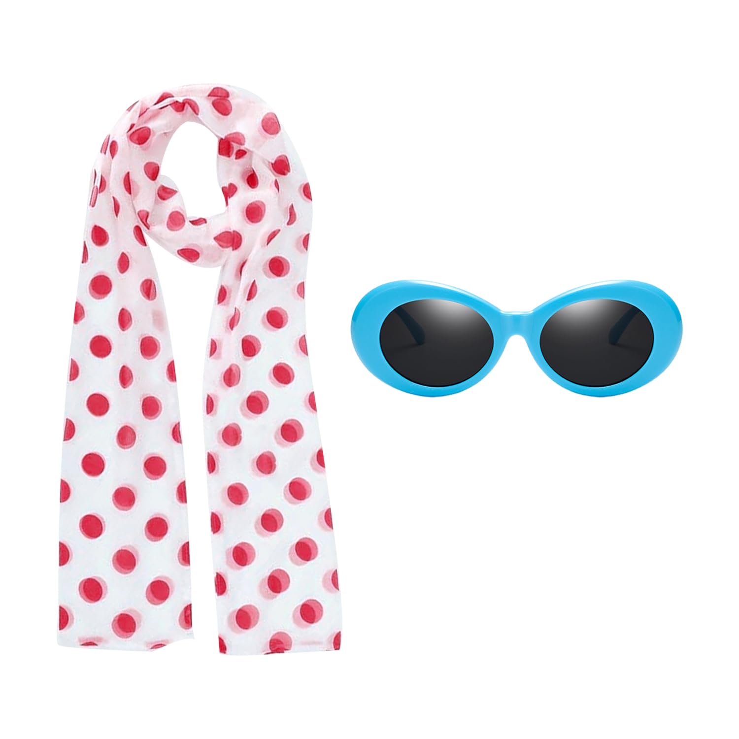 Nidhfg Women's Pink 1 Polka Dot Scarf, 1 Sunglasses, Retro And Fashionable, Simple And Ele Thin Silk Scarf For And Party Personalized Clothing Accessories.