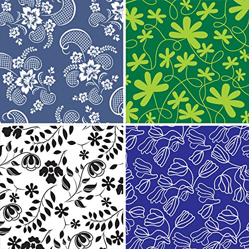 FOUR 12" x 12" Blinggasm Vinyl Sheets Set, Flowers Pattern Outdoor Vinyl 030
