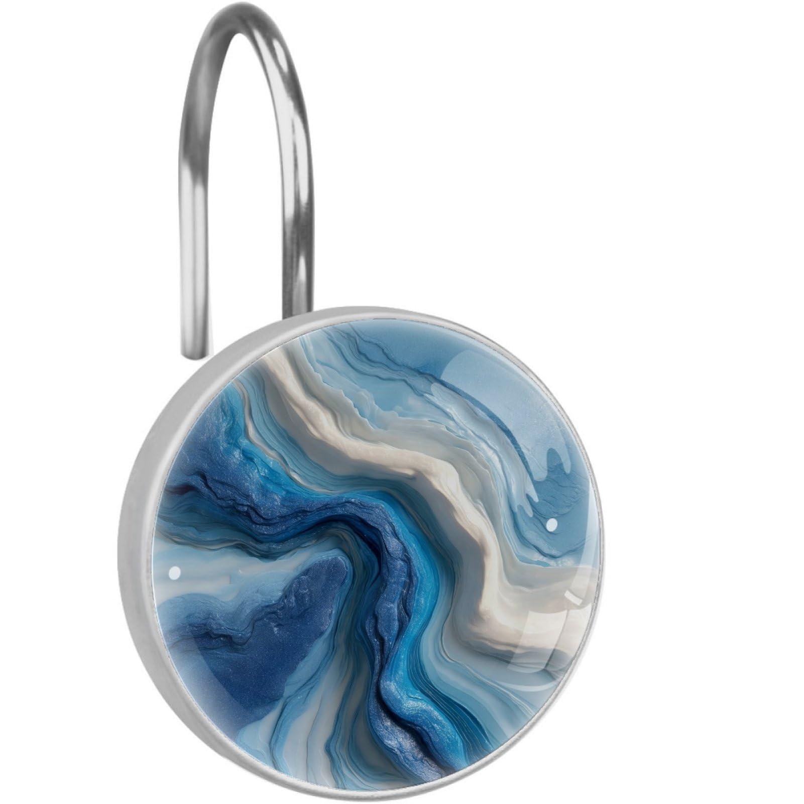 VAPOKF Decorative Shower Curtain Hook, Blue and White Texture Rustproof Stainless Steel Shower Curtain Hook for Bathroom, Shower Curtain Hangers for Shower Rod