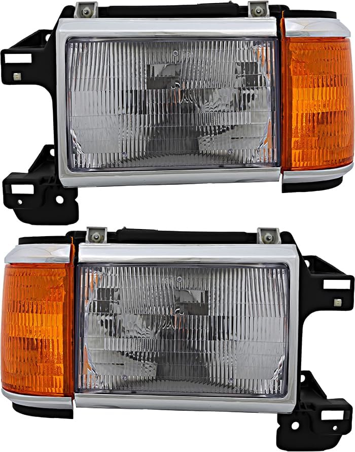 For Ford Pickup | Bronco Headlight 1987 1988 1989 1990 1991 Driver and Passenger Side Headlamp Assembly Replacement