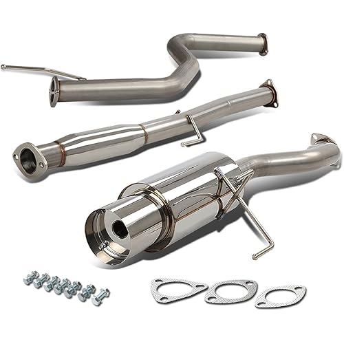 4 inches Round Muffler Tip Cat-Back Exhaust System Compatible with Honda Civic Coupe Sedan EX 1992-2000, Stainless Steel