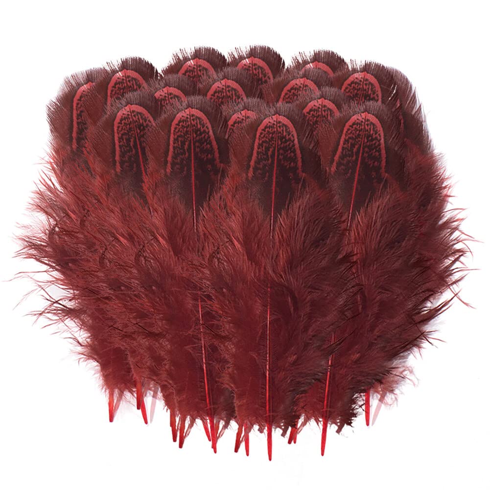 50-100 pz/lotto ala di piume di fagiano maculato faraona plumes17-22 cm fai da te piume per la decorazione del ricamo pluma per la creazione di gioielli-rosa rossa, 100 pz