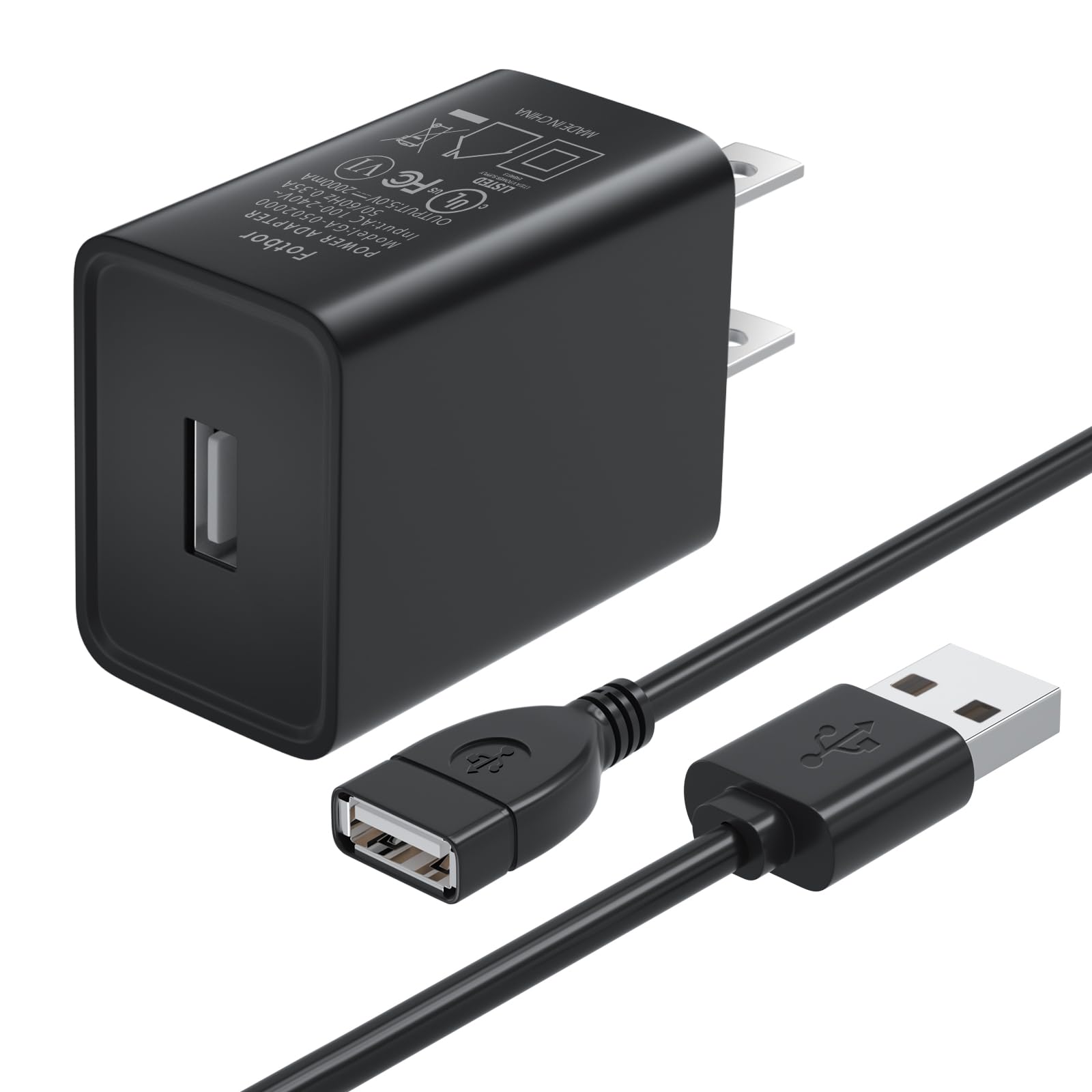 VOTY USB Charger Adapter with Charging Cable Cord for JLab Go Air Pop/Sport,Epic/ANC Earbuds Case,USB A Male to Female Power Extension Cord for JLab Wireless Bluetooth Earbuds