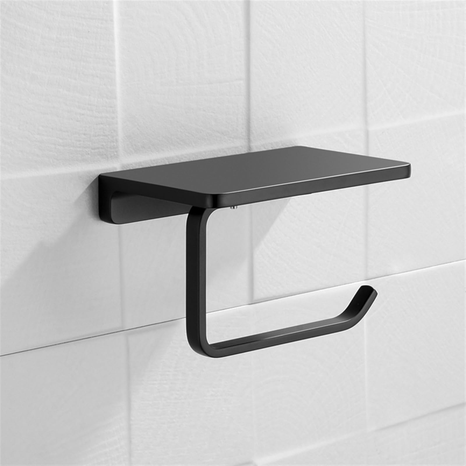 Stały uchwyt na papier toaletowy, Black Stainless Steel Bathroom Wall Mount Toilet Paper Holder With Phone And Shelf