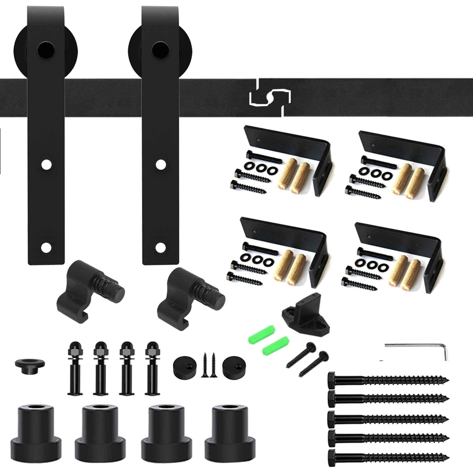Schienen-Set, Deckenmontage, Schiebetüren, Schienen-Set, glatt, leise und glatt, J-Form, 1,8 m, Schwarz