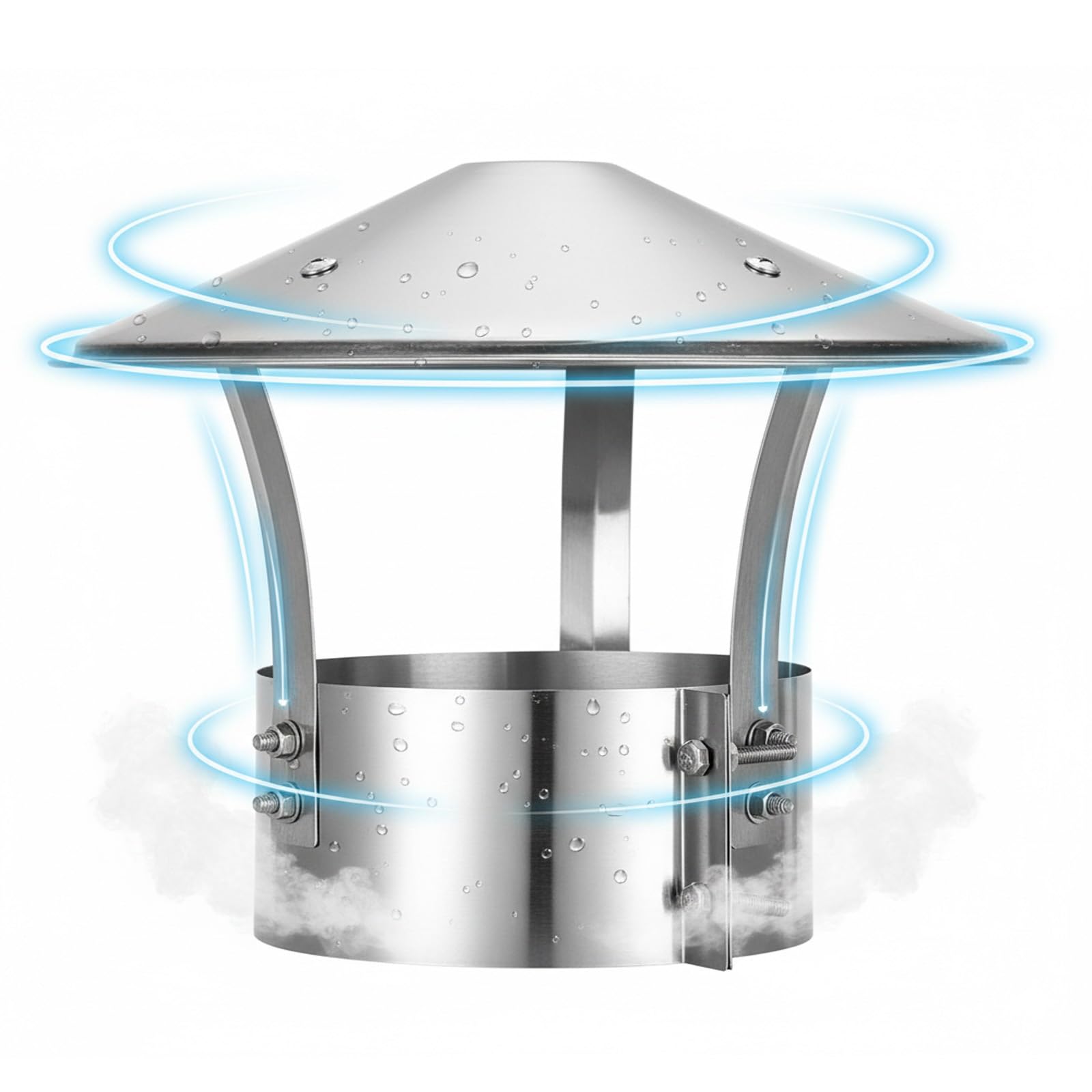 Sombreros para Chimeneas, Tapa de Chimenea de lluvia Acero Inoxidable 304, a Prueba de Viento y Lluvia, Sombrerete Chimenea para Tubos de Estufa(200mm)