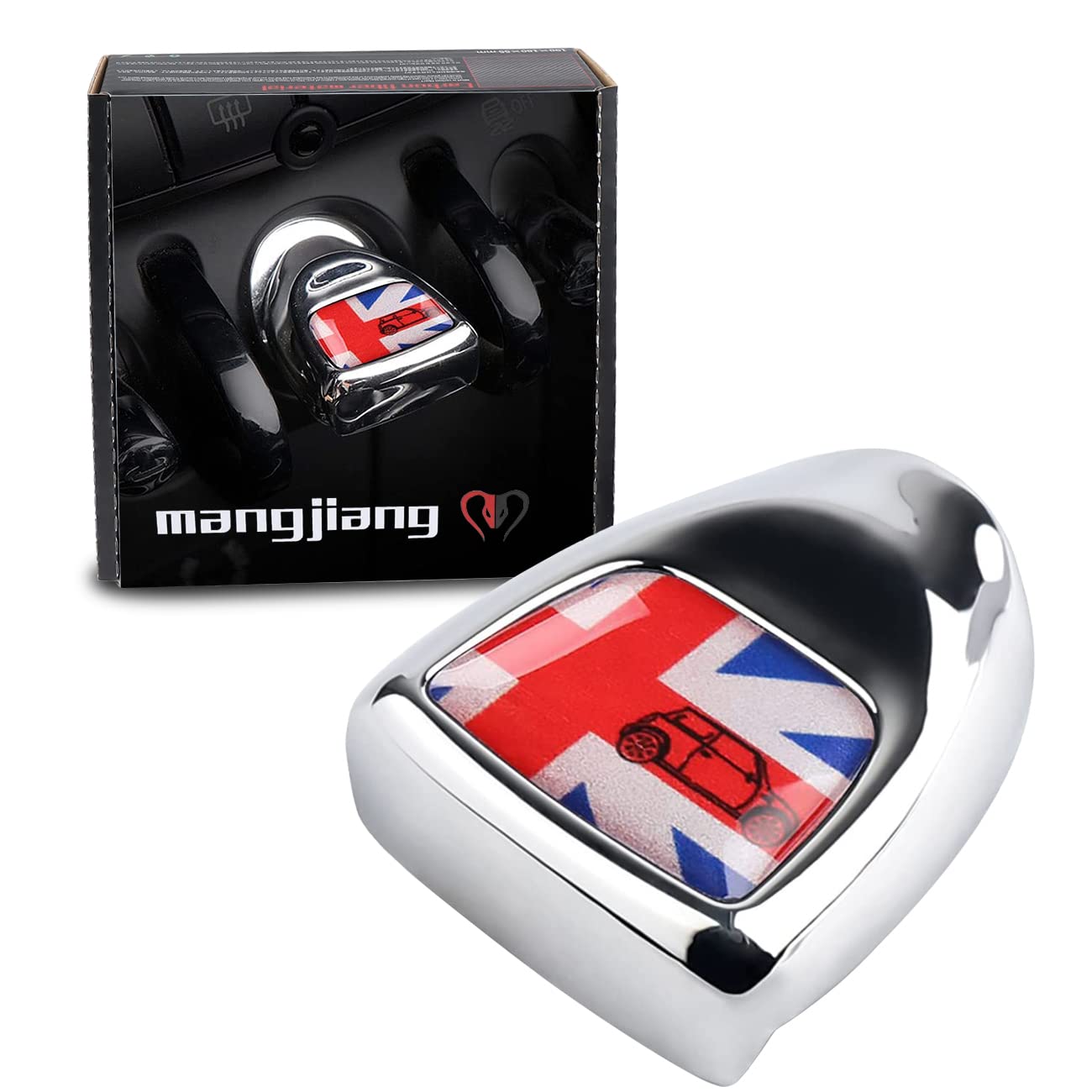 Metal Engine Start Push Start Button Ignition Starter Pushbutton Dash Cover Caps Sticker for Mini Cooper F54 F55 F56 F57 F60 2014+ (Union Jack & Car)