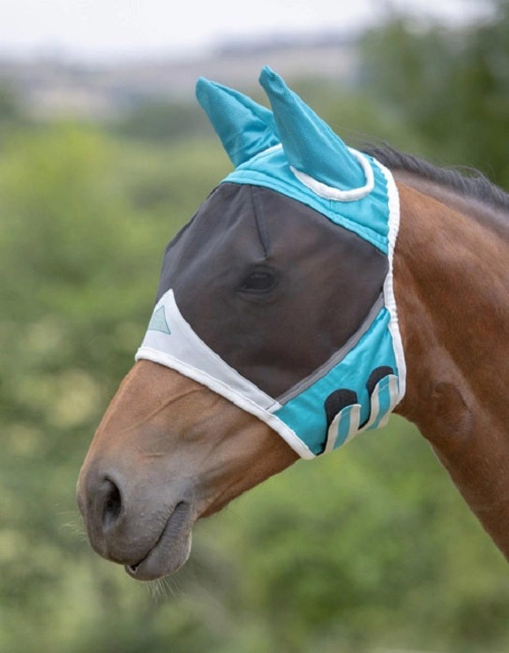 Shires Maschera Anti Insetti con Sottile Rete Protezione Contro Mosche E MOSCERINI Azzurro Pony