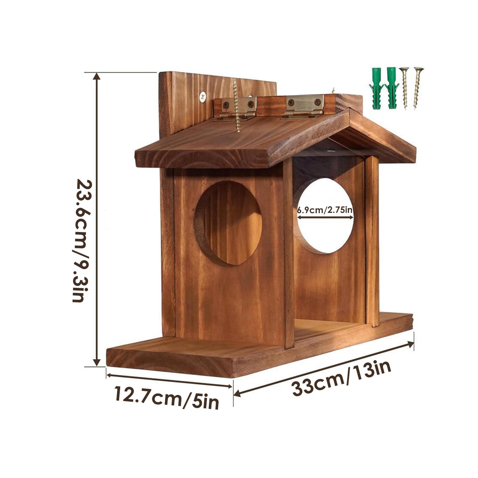 Casa Para Ardillas, Caja Duradera Con Techo Extraíble Caja Nido Para Ardillas, Estación De Alimentación Al Aire Libre Y Decoración De Jardín Refugio Para Ardillas, Casa Nido De Madera Para Ardillas, C