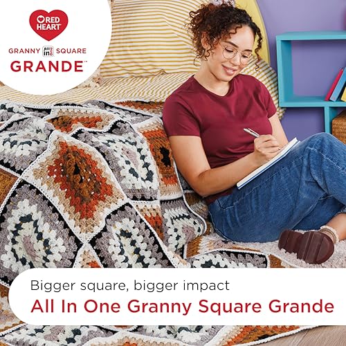 Image of Red Heart Granny Square Grande Yarn for Crocheting, Grandiose, 3-Pack | All In One Granny Square Grande Yarn, #4 Medium Worsted Weight 100% Acrylic, Makes 12-Inch Squares, 440 yards, 250g /8.8oz