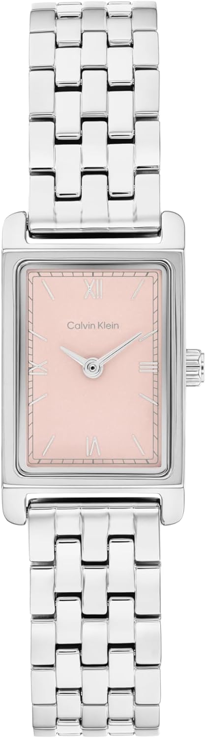 Calvin Klein Women’s CK Light Quartz Watch - Square Case, Powder-Finish Dial, Bracelet, Water Resistant Up to 30m - Slim Modern, Minimalist Timepiece - Gift for Her 16mm