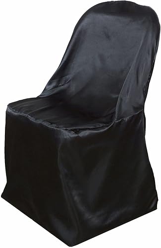 Miniatura 9 de Efavormart - Fundas plegables de satén negro brillante para sillas de comedor y eventos, para bodas, fiestas, banquetes y catering