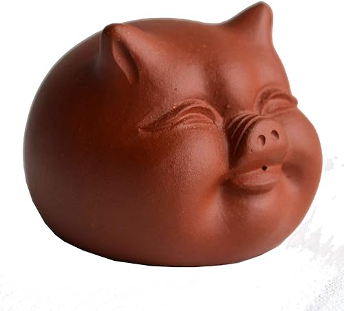 Miniatura 7 de Sonriente Cerdo Rojo Zisha Decoración Kungfu Té Bandeja Salud Buena Suerte Fengshui Regalo