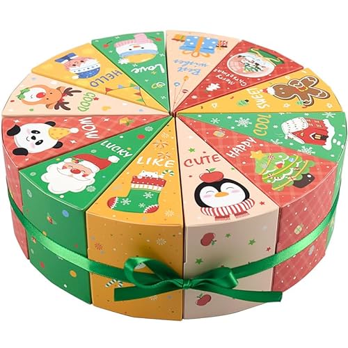 Christmas Advent Calendar Empty Boxes 24 Days Fillable Xmas Countdown Calendar Gift Box Christmas Triangle Candy Boxes with Green Ribbons for Sweet Treat Goodie Adults & Kids Holiday Presents 24 Pcs