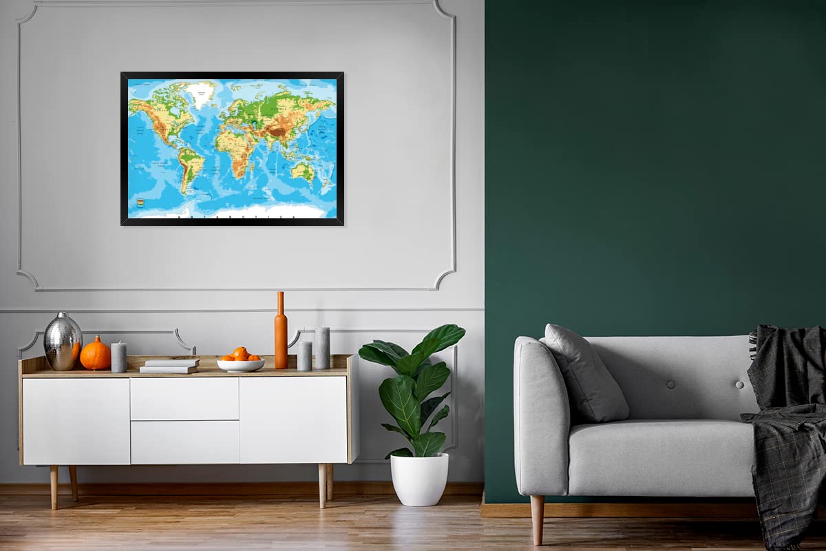 Poster Bilder Wanddeko Deko Wohnzimmer 120x80 cm Weltkarte - Atlas - Farben - Kinder - Jungen - Mädchen