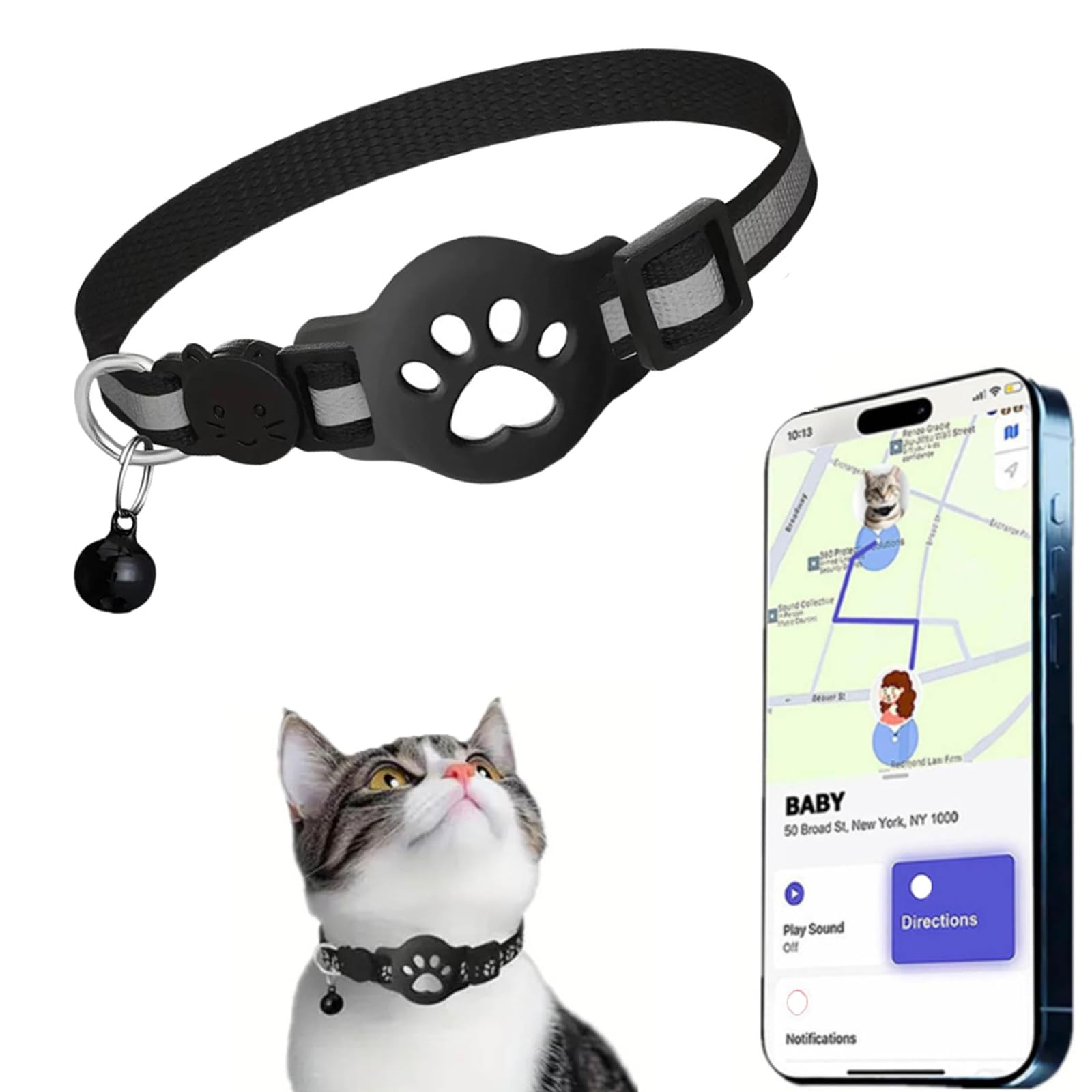 Collar rastreador de gatos, rastreador GPS en tiempo real 2026, sin tarifa mensual, lindo rastreador de mascotas para gatos pequeños, perros, mascotas, seguimiento en tiempo real mundial, funciona con