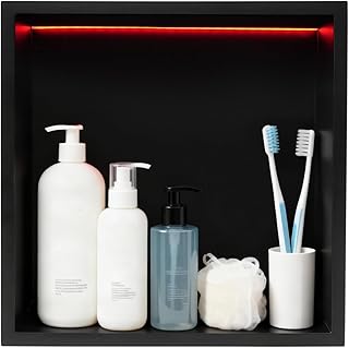 Edelstahl Wandnische LED Wandnische Dusche mit LED-Treiber, RGB-Streifen-RF-Controller, Fernbedienung, Elektrisches Kabel, 12 * 12 * 4in Duschnische Befliesbar für Küchen, Badezimmer, Schlafzimmer