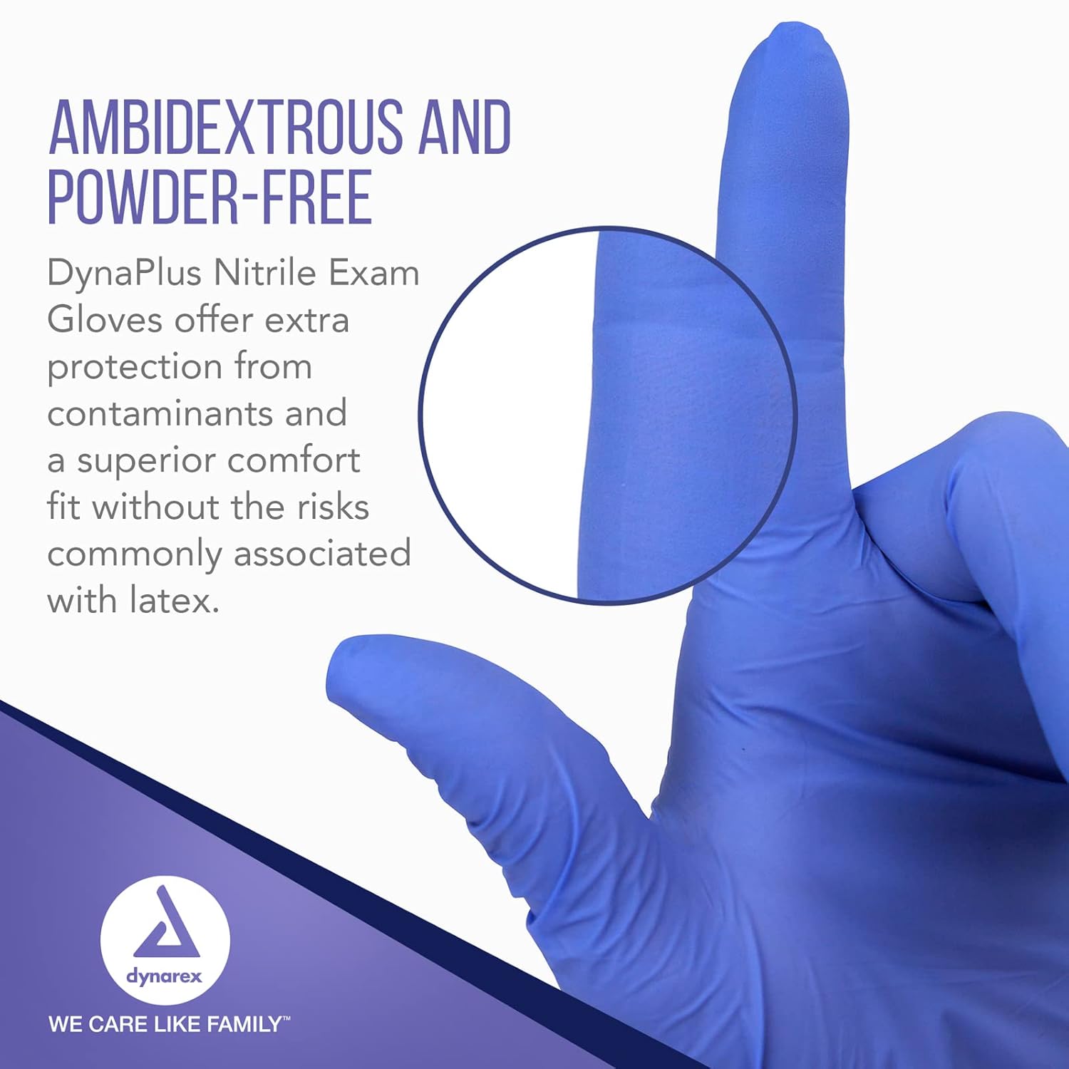 Dynarex DynaPlus Disposable Nitrile Exam Gloves, Powder-Free, Latex-Free, Strength + Value, Used by Professionals, Blue, Large, 1 Box of 200 DynaPlus Gloves