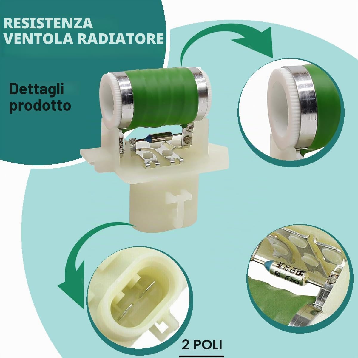 ZAMDOE 13256565 Resistenza Ventola di Raffreddamento radiatore Resistenza Motore soffiante riscaldatore per Vauxhall Corsa E dal 2015 al 2019 Nuovo per Vauxhall Adam Meriva 55703589 2 Pin con Nastro
