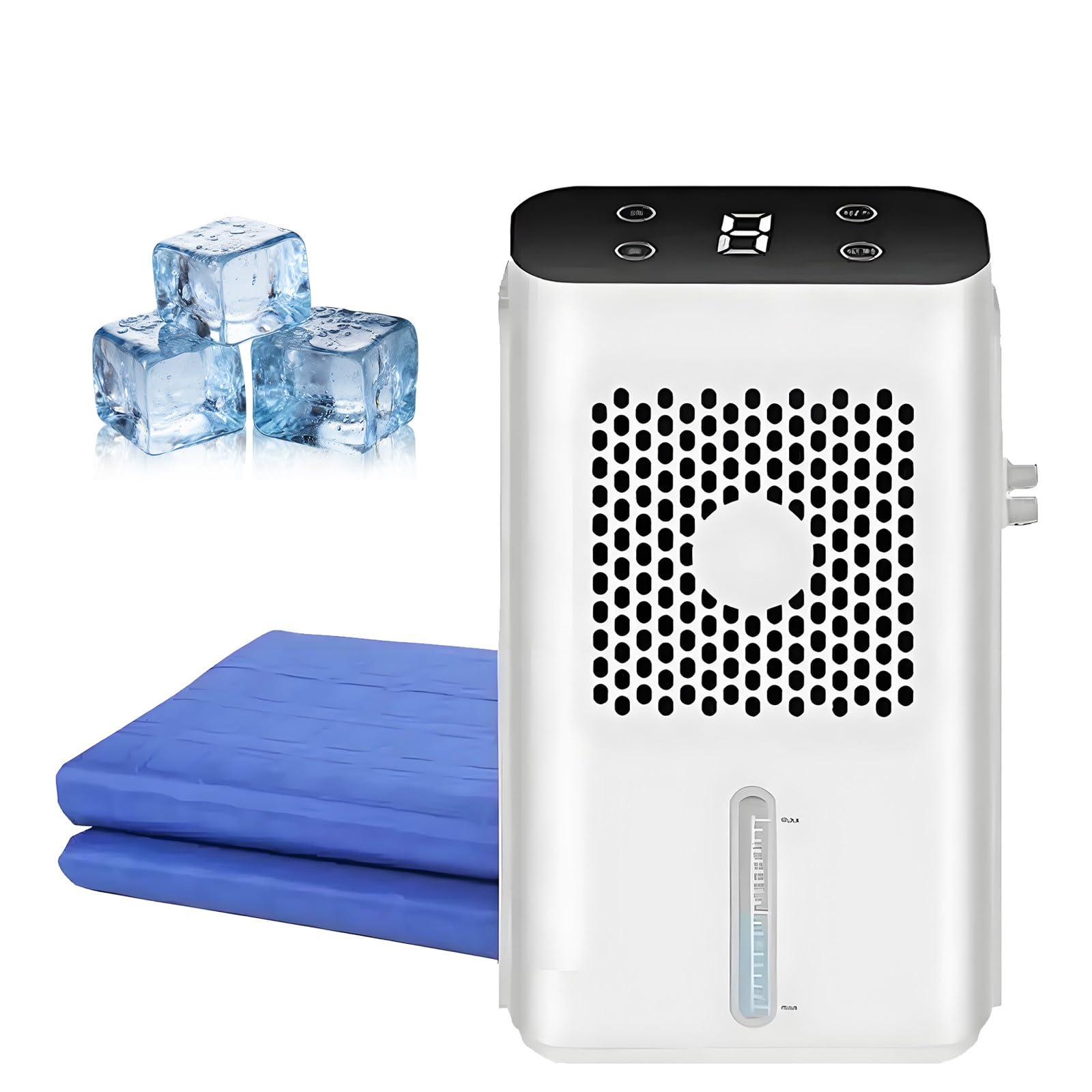 Sistem di Raffreddamento rinfrescante per Il Letto, raffreddatore per Letto, Volume dell'Acqua 1,7 Litri, Pannello Touch LCD, Timer 9 Ore, modalità di Raffreddamento Adatta al Sonno