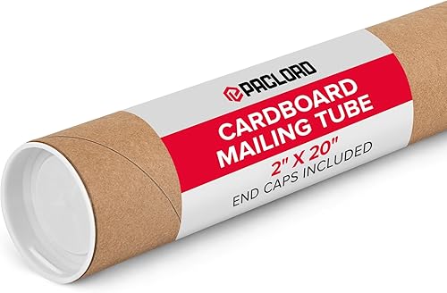 Miniatura 1 de Tubo de correo de papel kraft reforzado de 2 x 20 pulgadas, paquete de 1 tubo con 2 tapas, tubo seguro aprobado por USPS para pósteres, tubo de