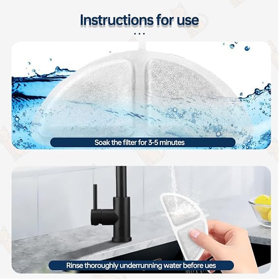 Replacement Filter for TOMXCUTE P9 Wireless Cat Water Fountain, 10 Pack Cat Water Fountain Filter Compatible for 3L Cordless Cats Fountains with Clean Brush