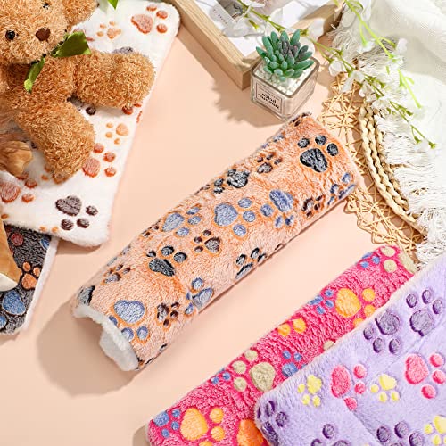 5 Pcs Guinea Pig Bed Mat Cute Cats Paw Print Blanket Bed For Small Animal Winter Soft Plush Bunny Dog Cat Bed Thickened Washable Reversible Fleece Crate Bed Mat Hamster Bedding (23 X 18 Inch) #TOP6