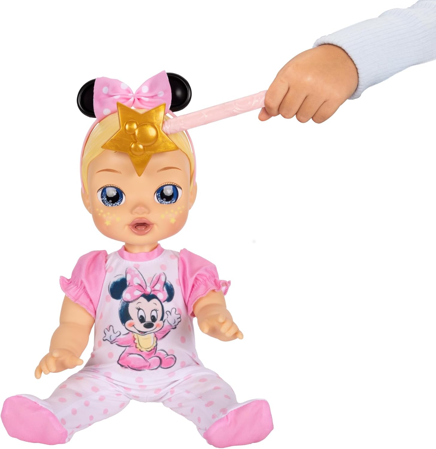 Disney Darlings 13-Inch Interactive Baby Doll – Magical Lights, Sounds, Music & Wand – Minnie-Inspired Nurturing Doll with Accessories – Multiple Skin Tones, Eye Colors – Ages 2 and Up