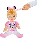 Disney Darlings Baby Dolls Deluxe Minnie Feature Doll Blonde Hair Blue Eyes, Wonderfully Happy Heart Glow Baby Doll with Baby Bottle and Birth Certificate | Licensed by Jakks Pacific, Interactive Features, Includes Accessories, Gift for Girls Ages 3+
