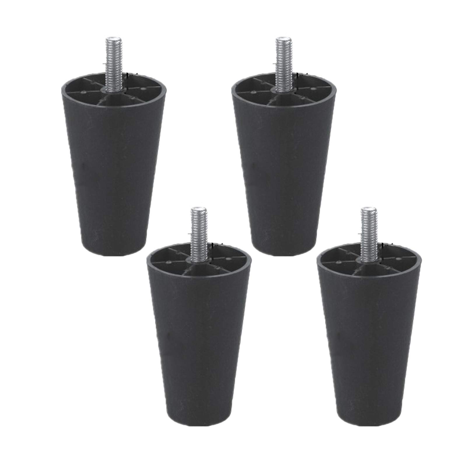Patas de sofá con perno M10, juego de 4 piezas de plástico negro para renovar muebles