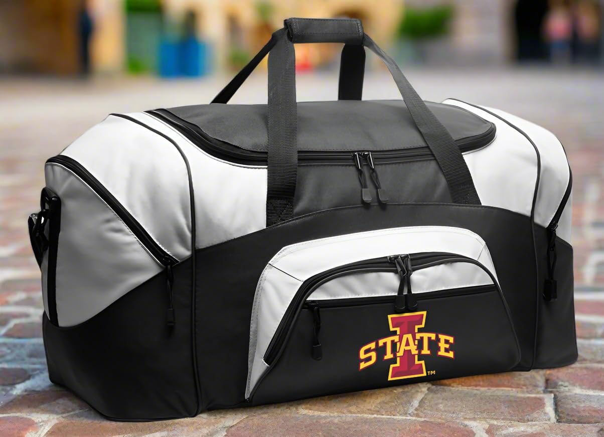 Large Iowa State Duffel Bag - ISU Cyclones Suitcase or Gym Bag For Men Or Her (Black)