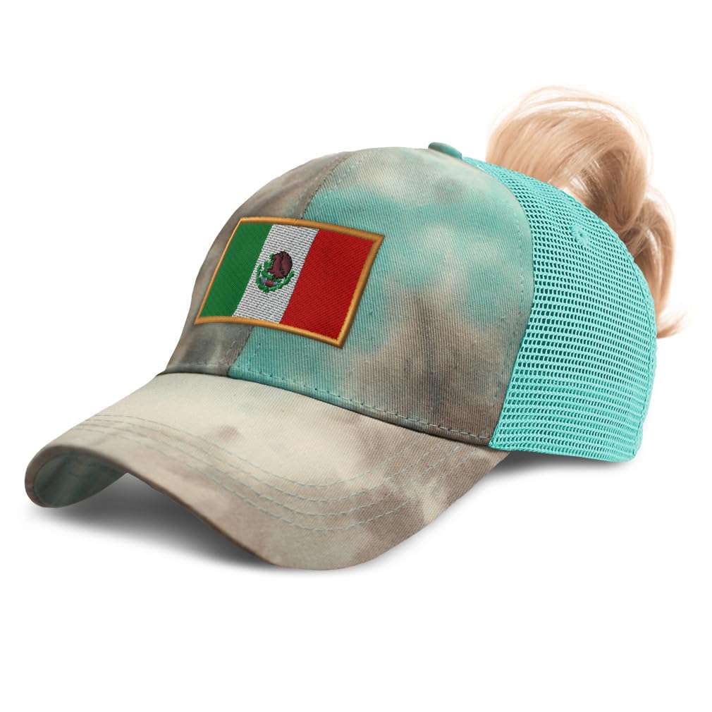Speedy ProsWomens Ponytail Cap Mexico Futbol America Cup Distressed Trucker Hats