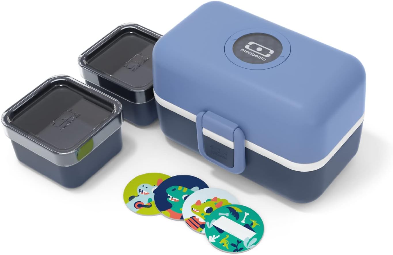 monbento - Kids Lunch Box MB Tresor Infinity - Bento Box with 3 Compartments - Ideal for Lunches or Snacks at School/Park - BPA Free - Food Grade Safe - Blue
