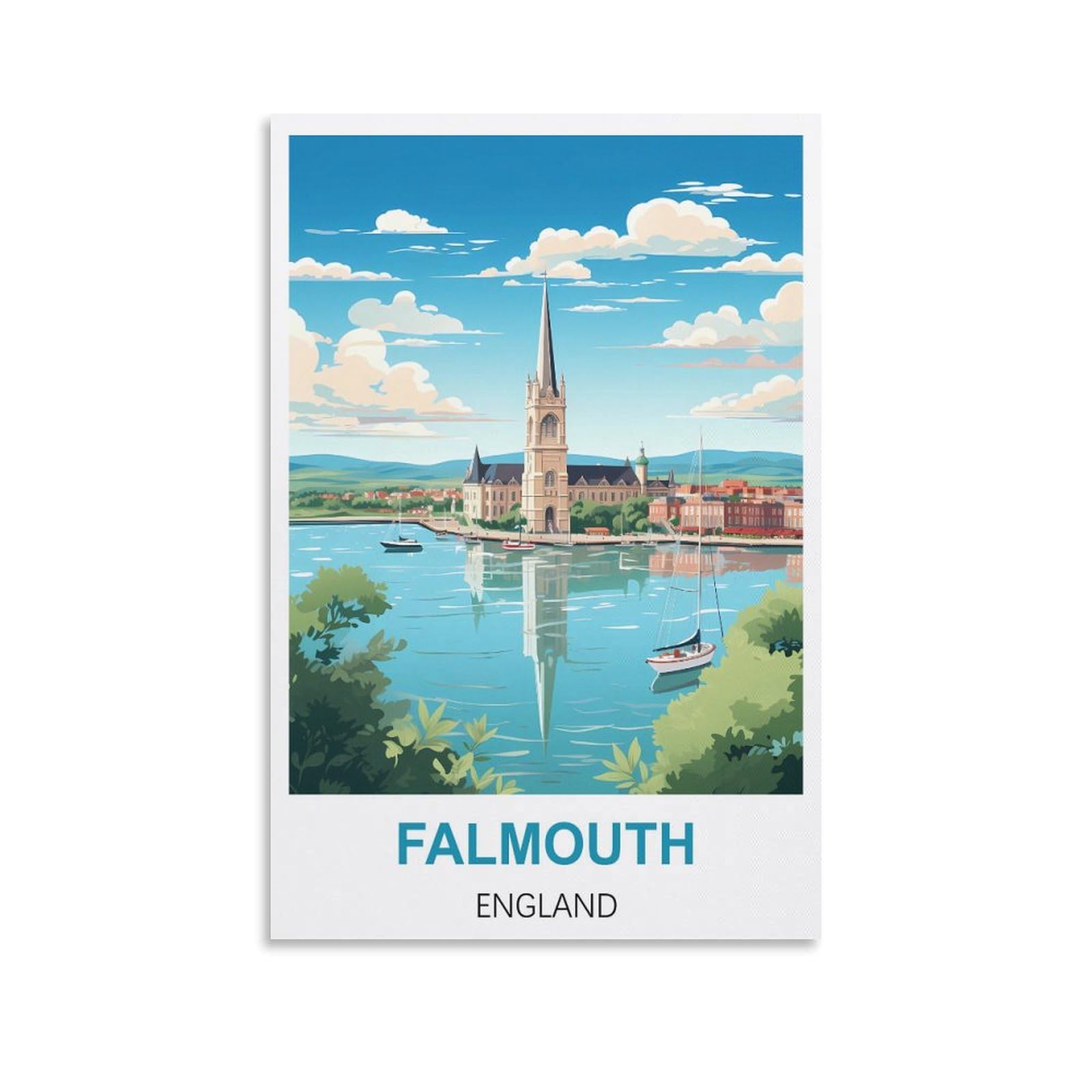 Vintage Metal Tin Sign Funny,Falmouth Englands,Wall Decor Kitchen Garage Dining Room Home Decor Hotel Decor Gift 30x30cm