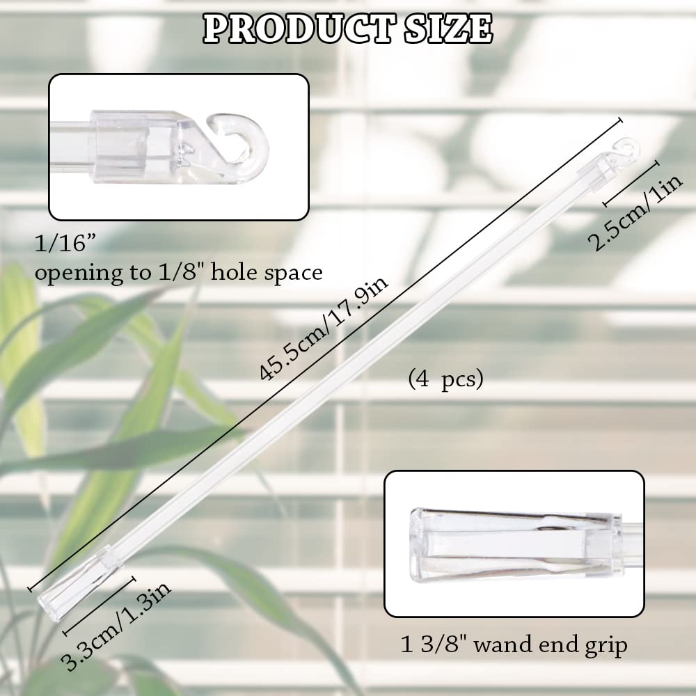 Uxcell Lot De 3 Baguettes De Rechange Avec Crochet - 53,3 Cm De Long - En Acrylique - Avec Crochet Et Poignée - Tige De Store Vertical Pour Fenêtre ( Transparent