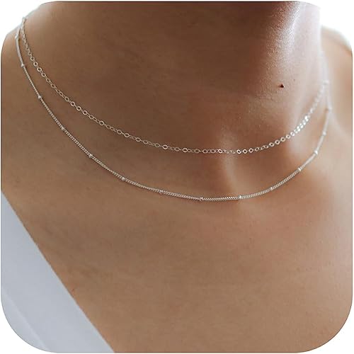 Collares en capas para mujer, modernos collares en capas de oro de 14 quilates para mujeres, collares de cadena de oro de moda, joyería para