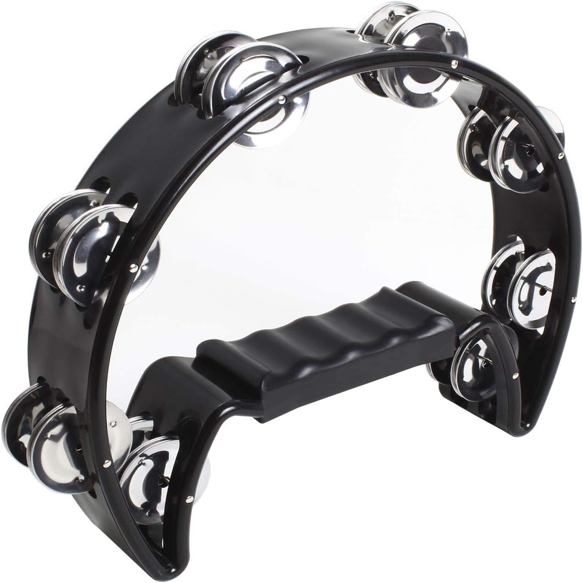 iGadgitz Xtra U6994 - Half Moon Hand Tambourine Double Cutaway Tambourine - Musicians, Singers, Music Cl, Bands - Black