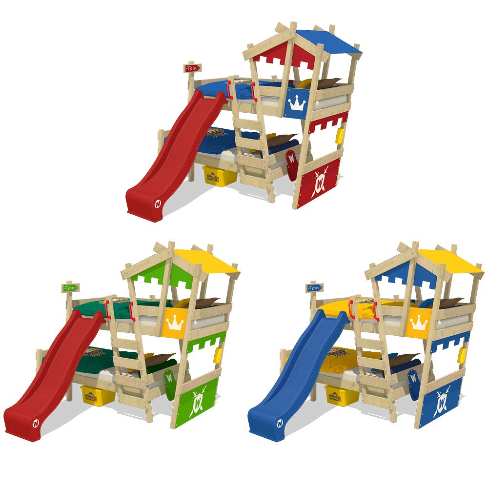 WICKEY Bunk Bed Crazy Castle DoubleChildren Bed Loft Bed with Slide