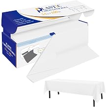 YSYJ Plastic Table Cover Roll White Disposable Tablecloth 54" x 100' Plastic Tablecloth with Slide Cutter Table Cover for Party