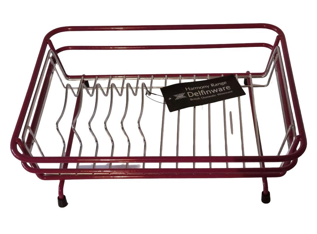 Delfinware Red, Silver Harmony Red And Stainless Steel Dish Drainer (31.8 X 25 X 9.5Cm - Compact)
