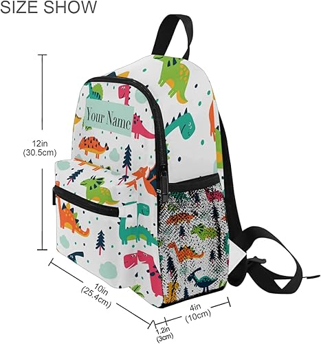 Miniatura 8 de AUUXVA Mochila infantil personalizada para niñas y niños, mochilas casuales para niños, personalizadas con nombre del niño, dino estilo escandinavo,