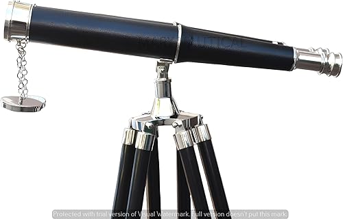 Miniatura 7 de Almirantes de pie de suelo bronceados con binoculares de cuero 62"- telescopio náutico.