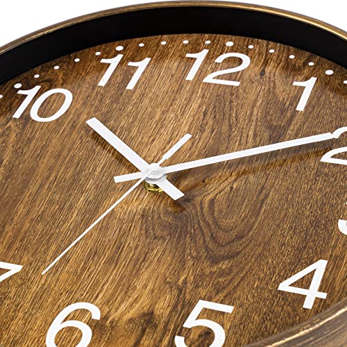 Foxtop Wood Look Wall Clock, 12 Inch Silent Non-Ticking Battery Operated Round Clock for Living Room Bedroom Kitchen Home Office - Image 6