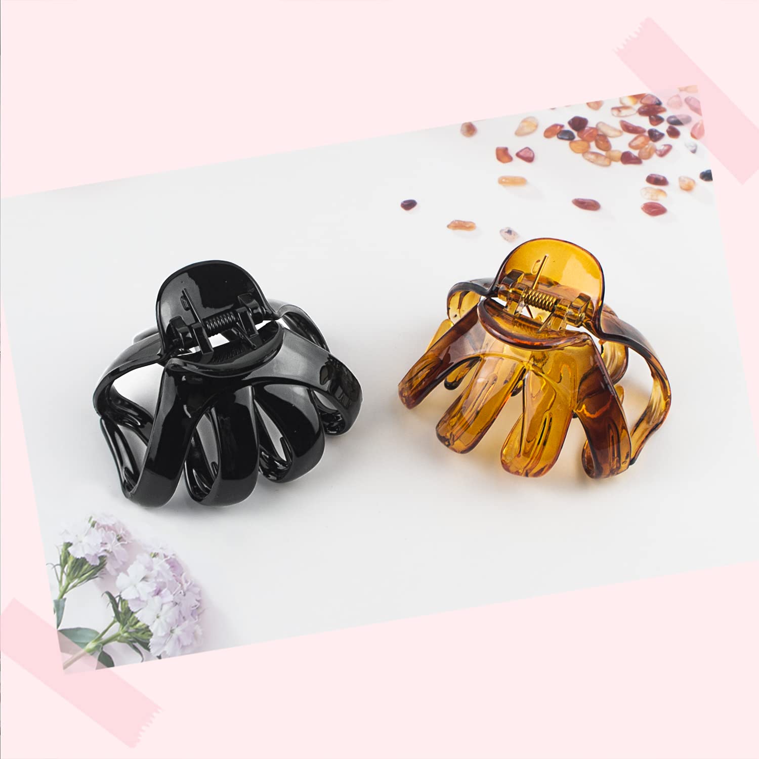 Large Octopus Hair Clips for Thick and All Hair Types, 3.2" Strong Hold Jumbo Hair Jaw Clips for Women and Girls, 6 Packs (Black & Brown) - Image 7