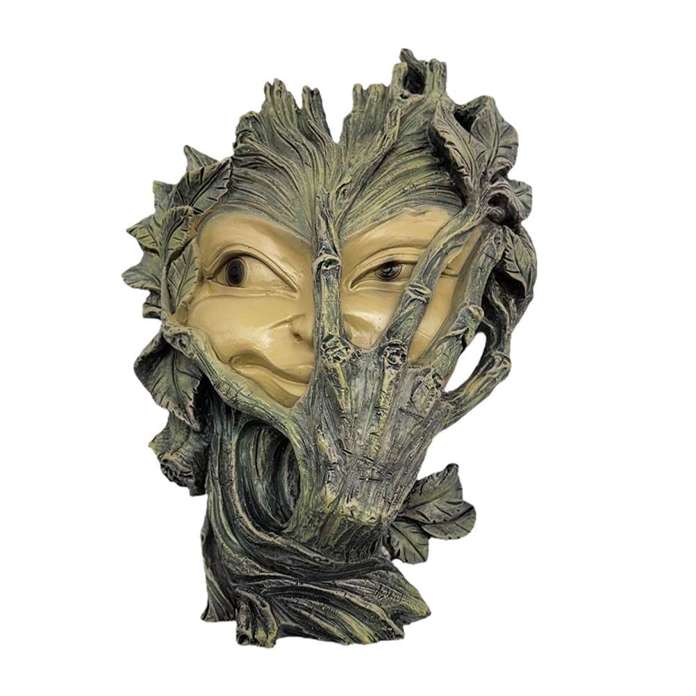 HUSHUI Garden Statues,Outdoor Statues,Women Face Sculpture Tree Decor Garden Wall Sculptures Realistic Durable Tree Face Mystic Wall Art Decor