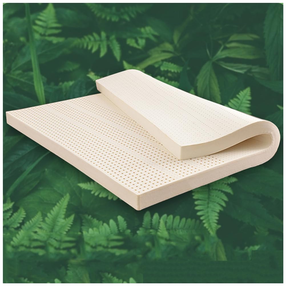 Nakładka na materac w 100% z naturalnego lateksu, mocna bawełniana poszewka o grubości 1-15 cm, głębokie podparcie, 160 x 200 cm, idealna do łagodzenia bólu pleców i szyi, hipoallerniczna