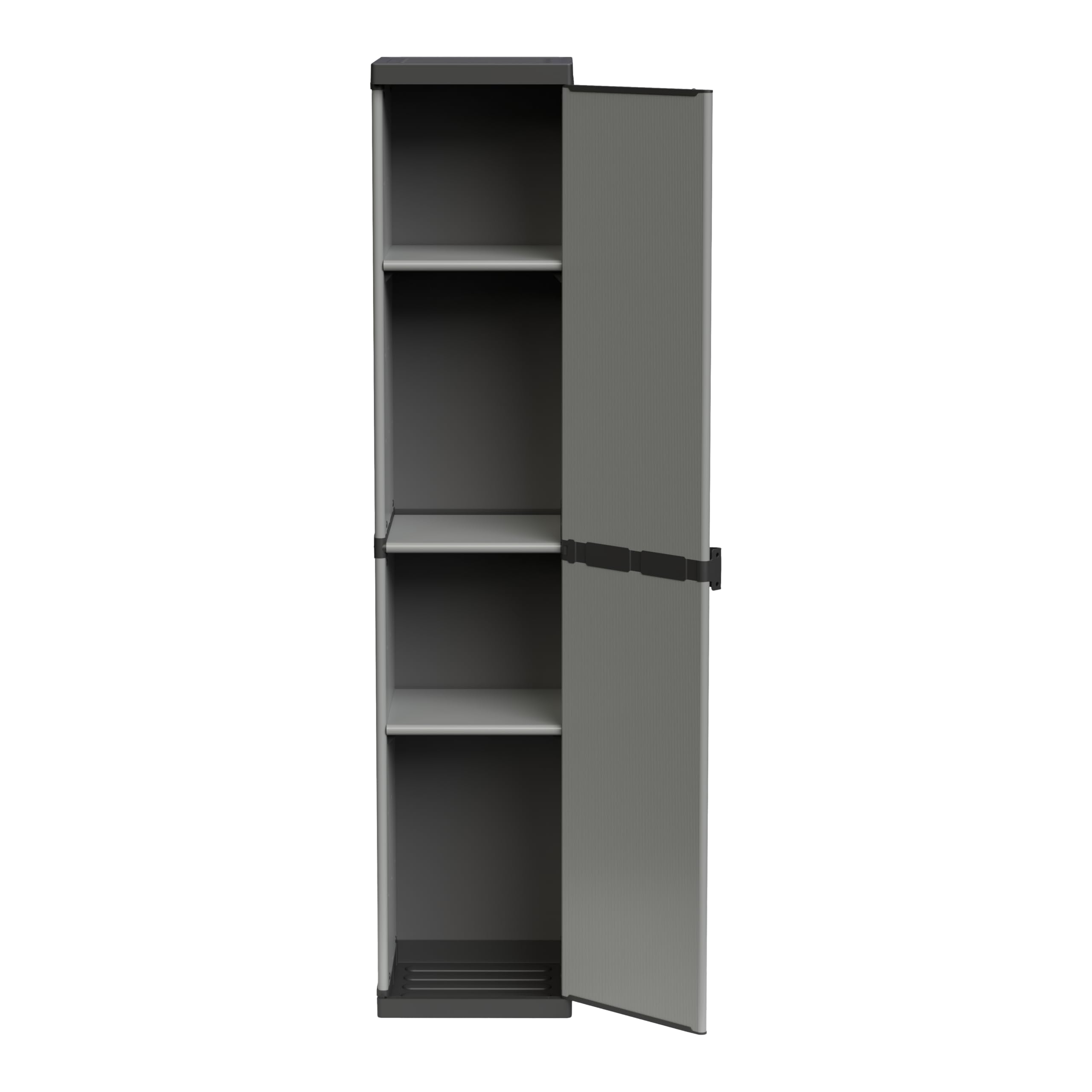 Adventa Armoire résine PVC PP 1 porte 3 étagères modulaire 34x40x165 cm Gris