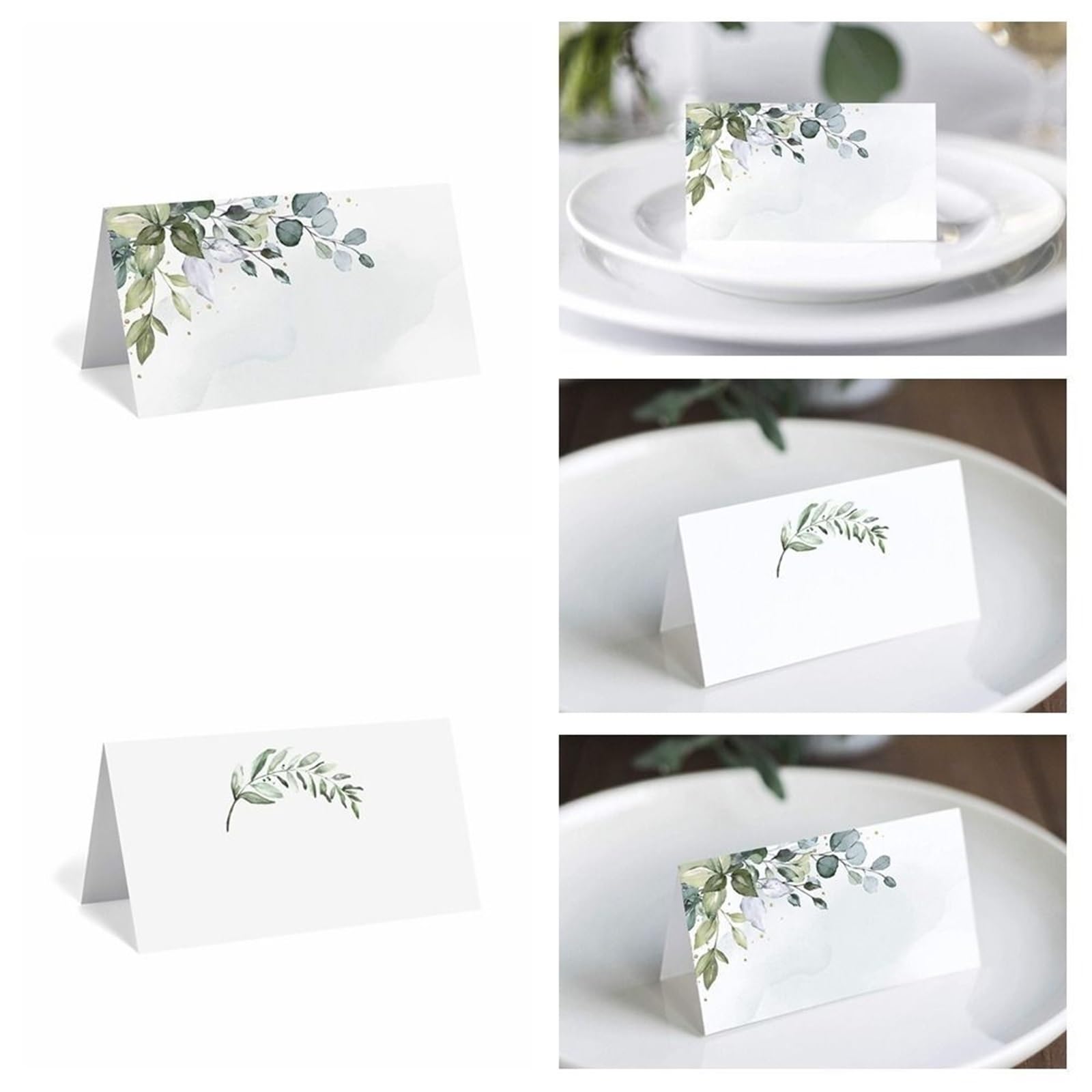 Tischkarten, 100 Stück leere grüne Blattpapier-Tischkarten for Hochzeit, Tischdekoration, Sitzgelegenheiten, Geschenk(Color 2)
