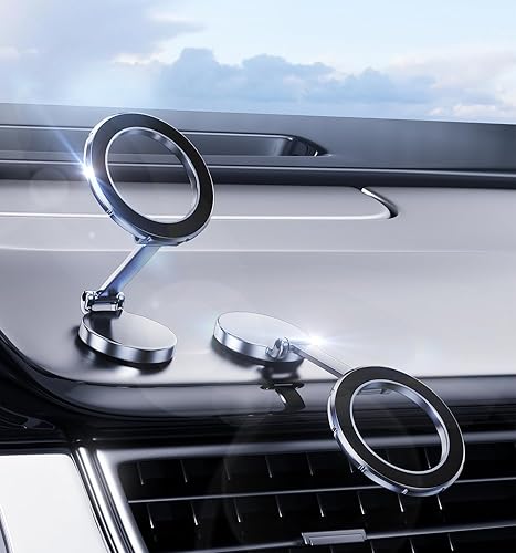 Magsafe Soporte de teléfono, plegable y rotación de 360, soporte magnético para teléfono para automóvil, imanes fuertes, soporte de teléfono para